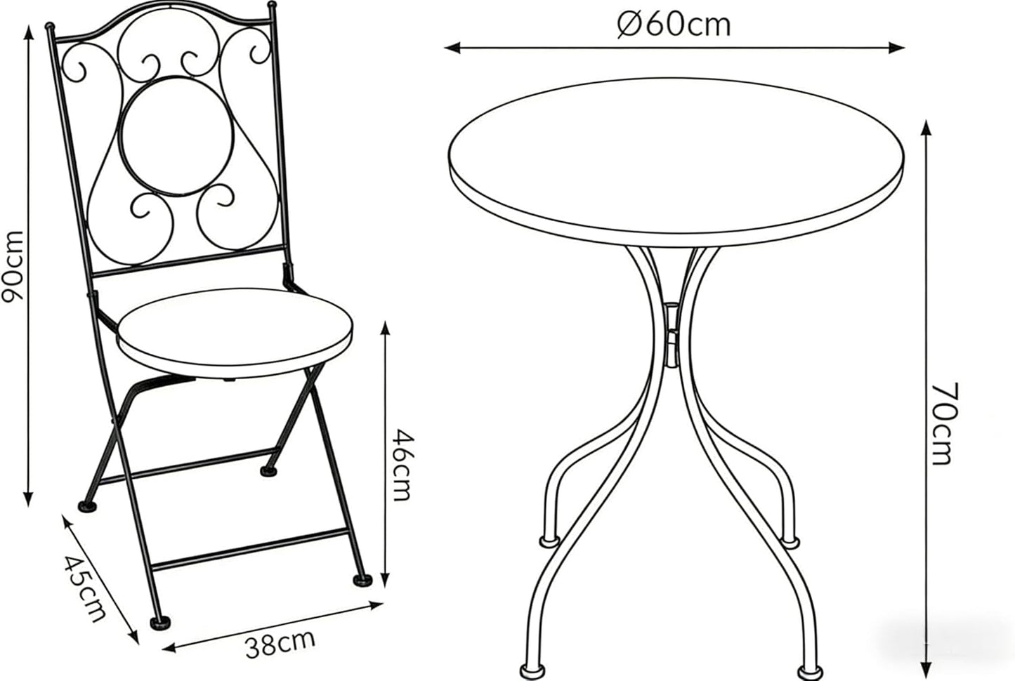 Bold Flower Print Mosaic Metal Bistro Set