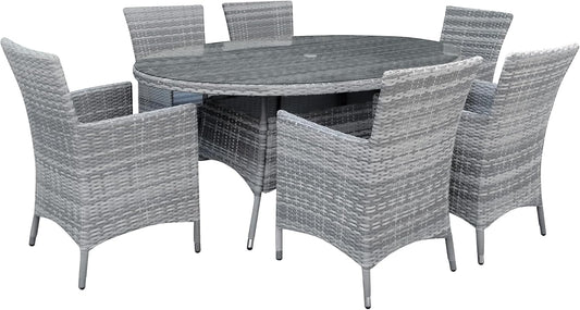 Sarasota 6 Seat Oval Dining Set in Grey. LOW STOCK