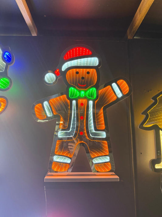 Infinity Mirror 60cm Lit Gingerbread man. Double sided. Indoor use.