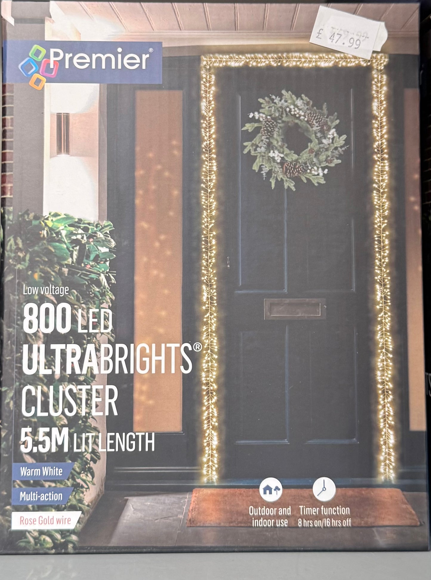 800 LED Ultrabrights Cluster. Warm whitr. Rose Gold Wire. 5.5m