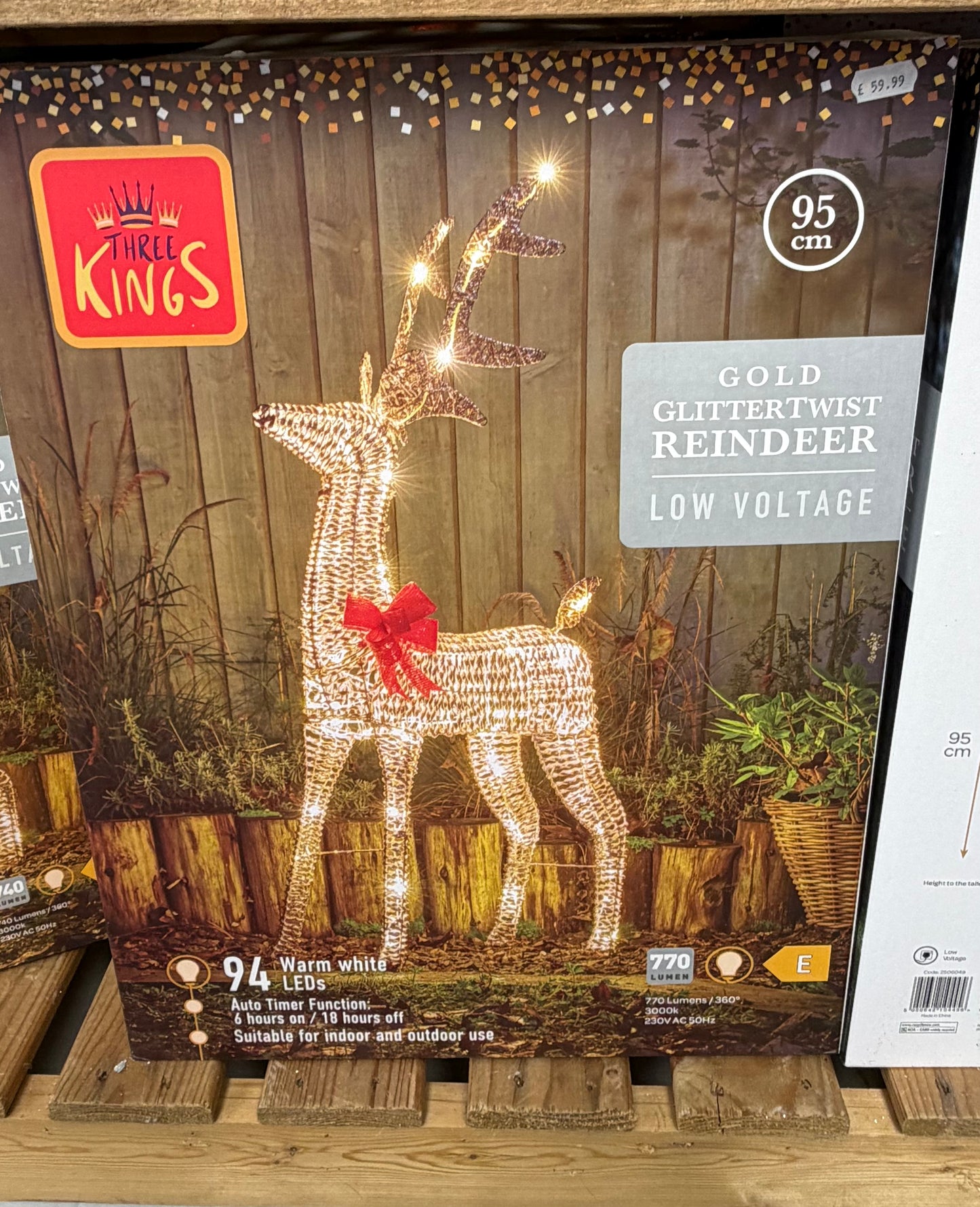 GlitterTwist Gold Reindeer 95cm