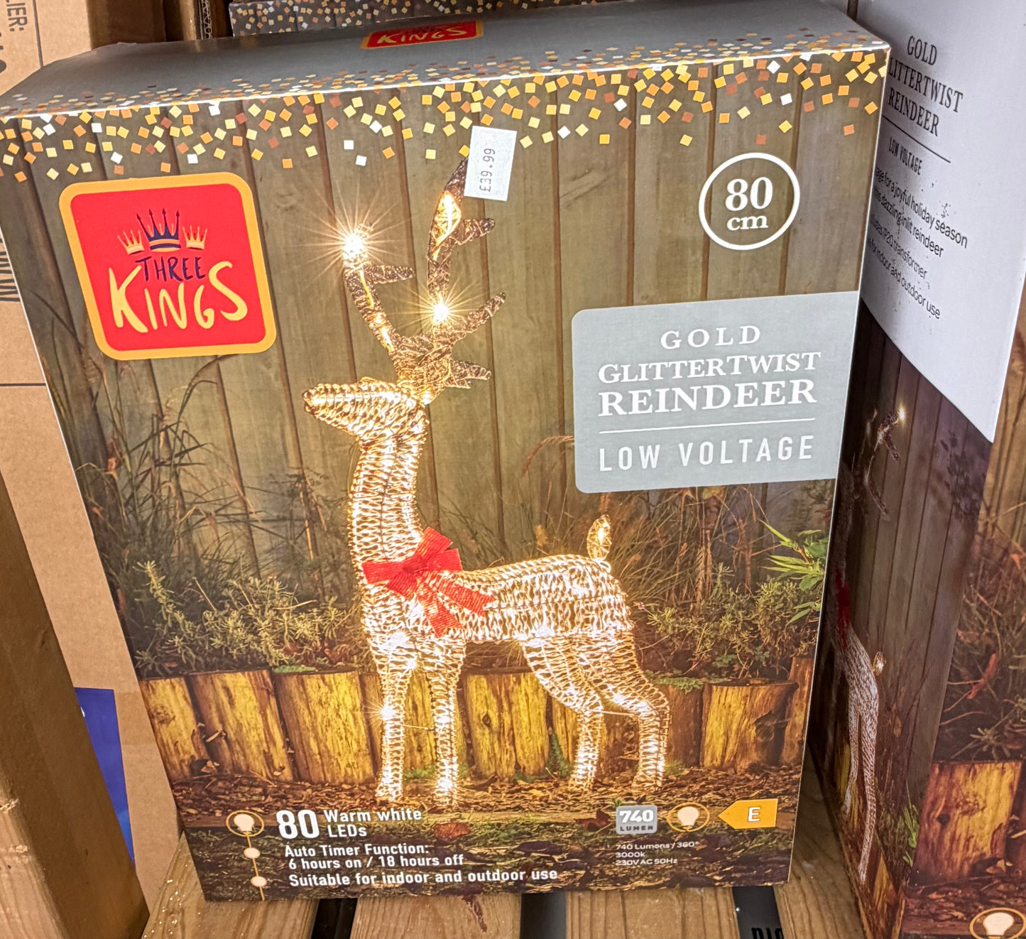 GlitterTwist Gold Reindeer 80cm