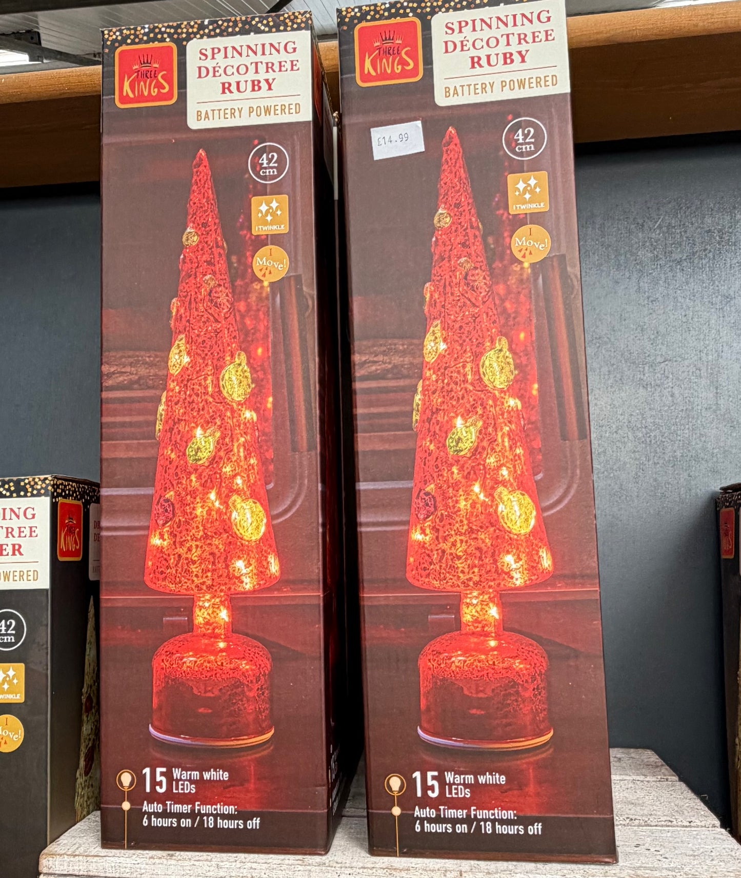 Spinning Deco Tree 42cm Ruby