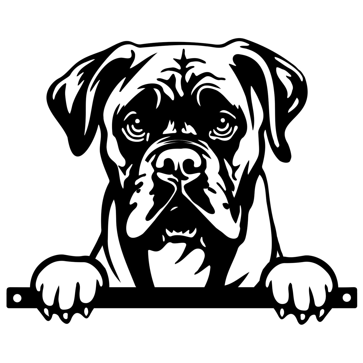Metal Boxer Peeking Dog Sihouette