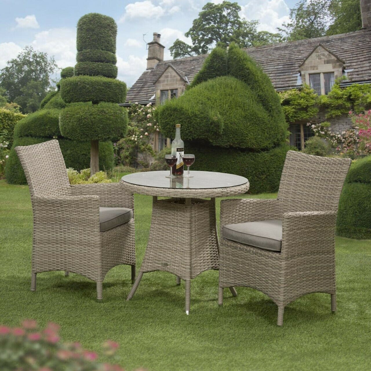 Sarasota Aluminium Bistro Set Natural. Ready Now.