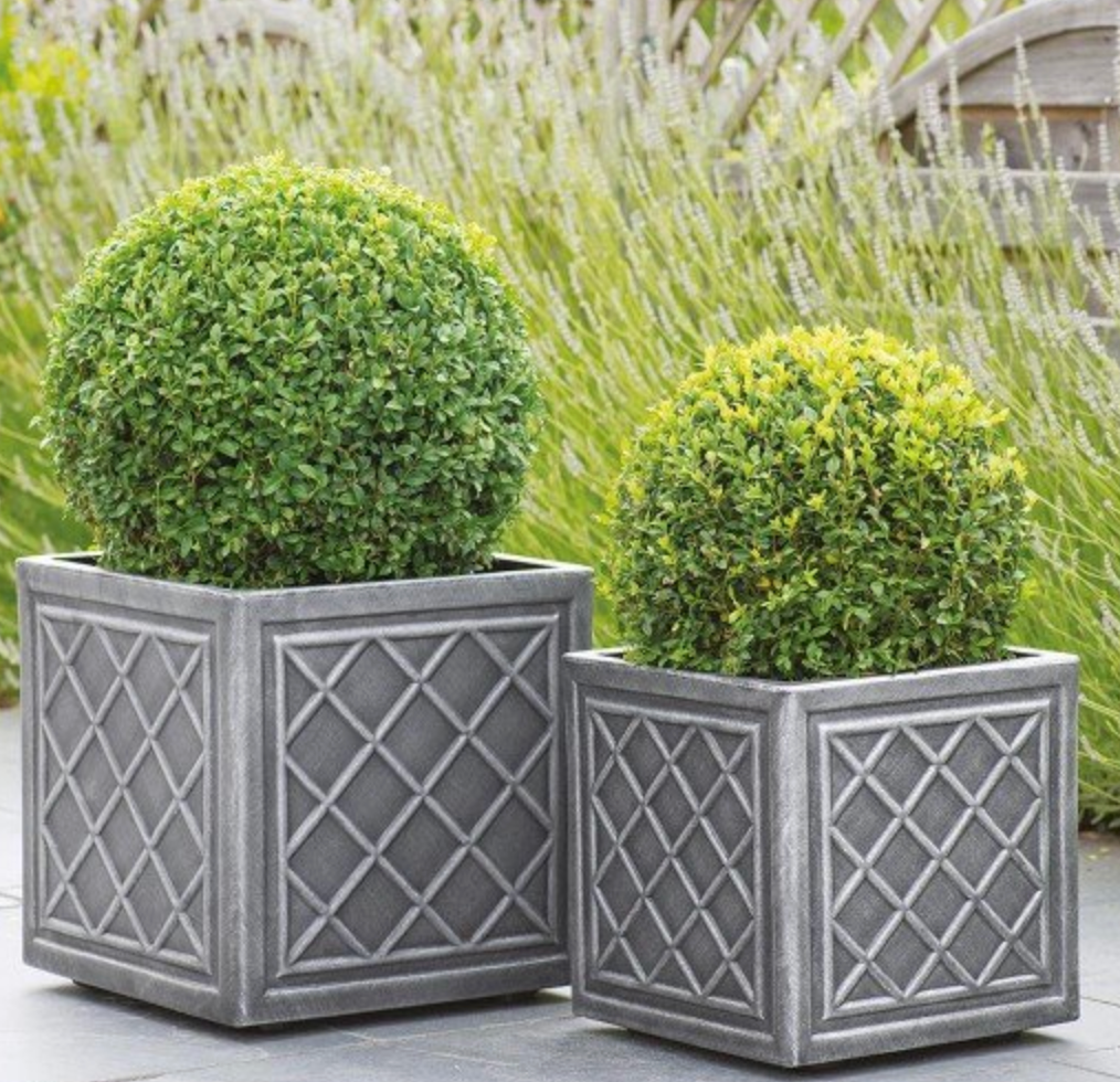 Square Lead Effect Planter 32cm