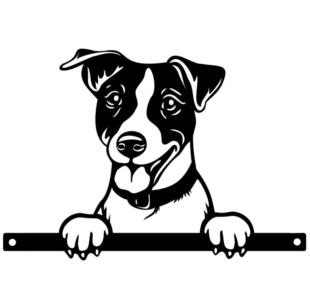 Black Metal Peeking Jack Russell Fence Topper