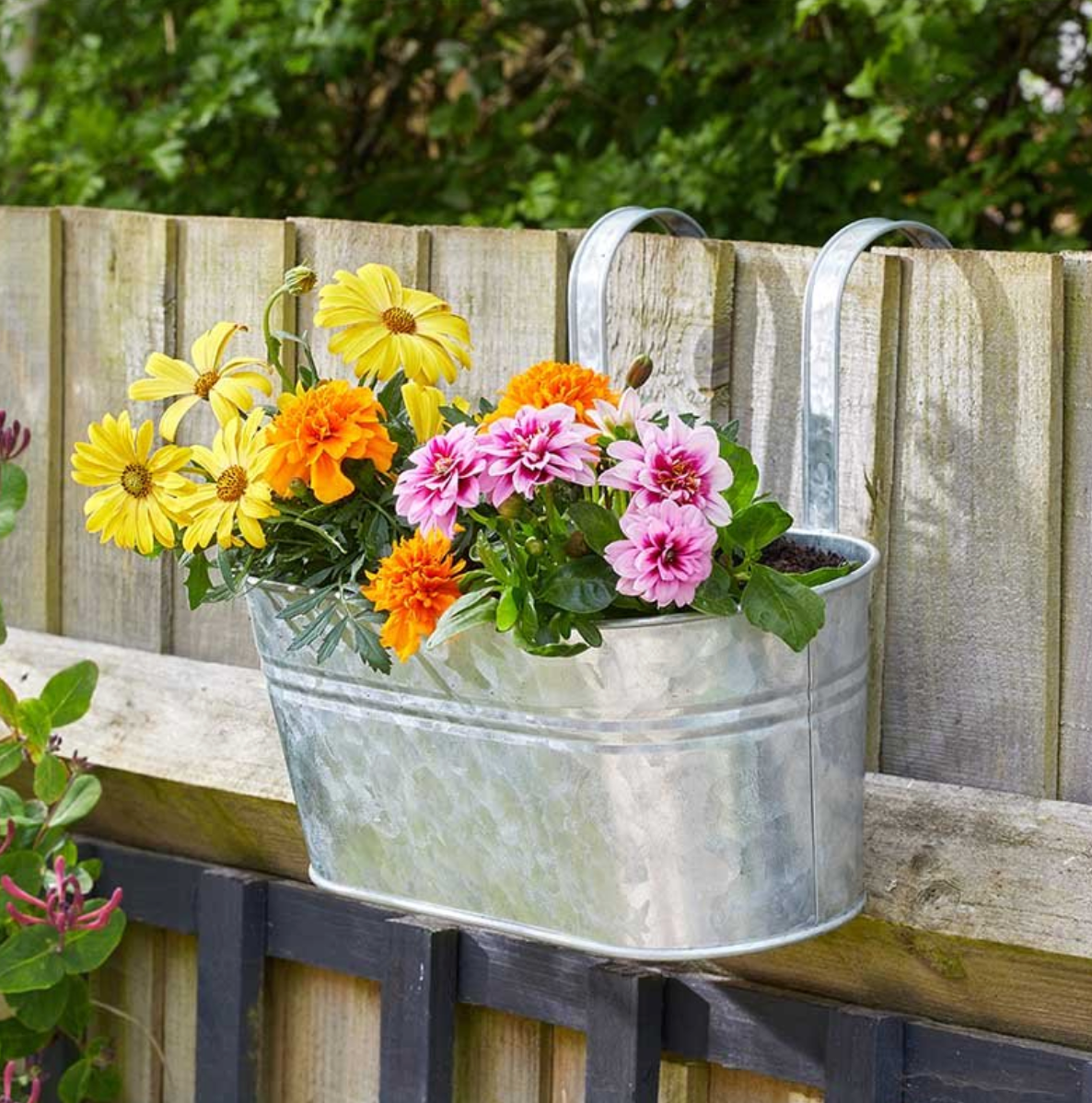 12in Fence & Balcony Hanging Planter - Galvanised. BUY ONE GET ONE FREE.