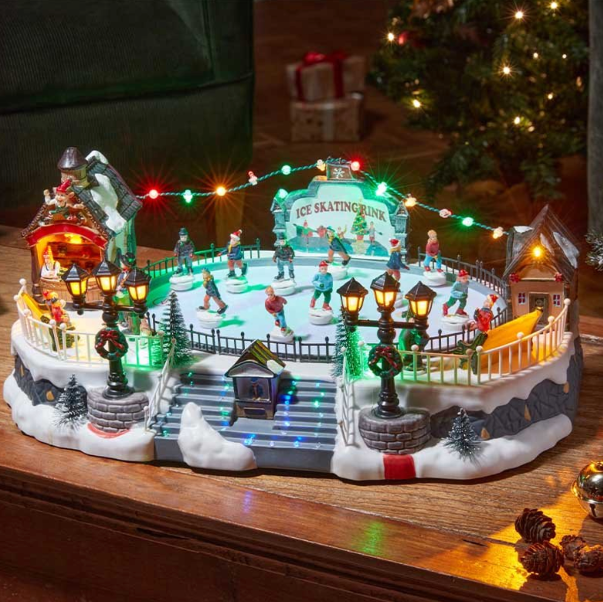 Merry Skaters! Snow Scene.