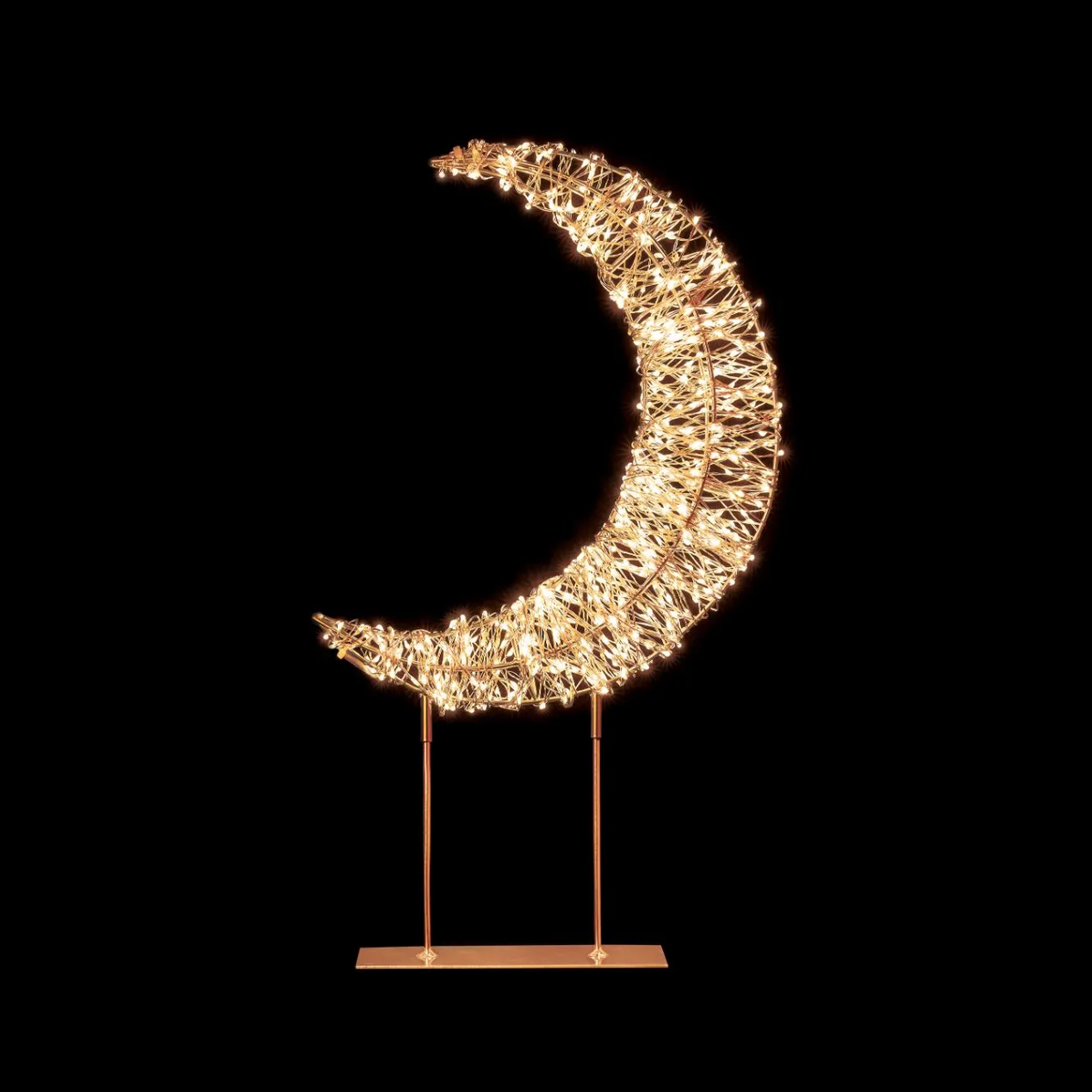 Premier Twinkling Lit Gold Table Crescent Moon - 45cm