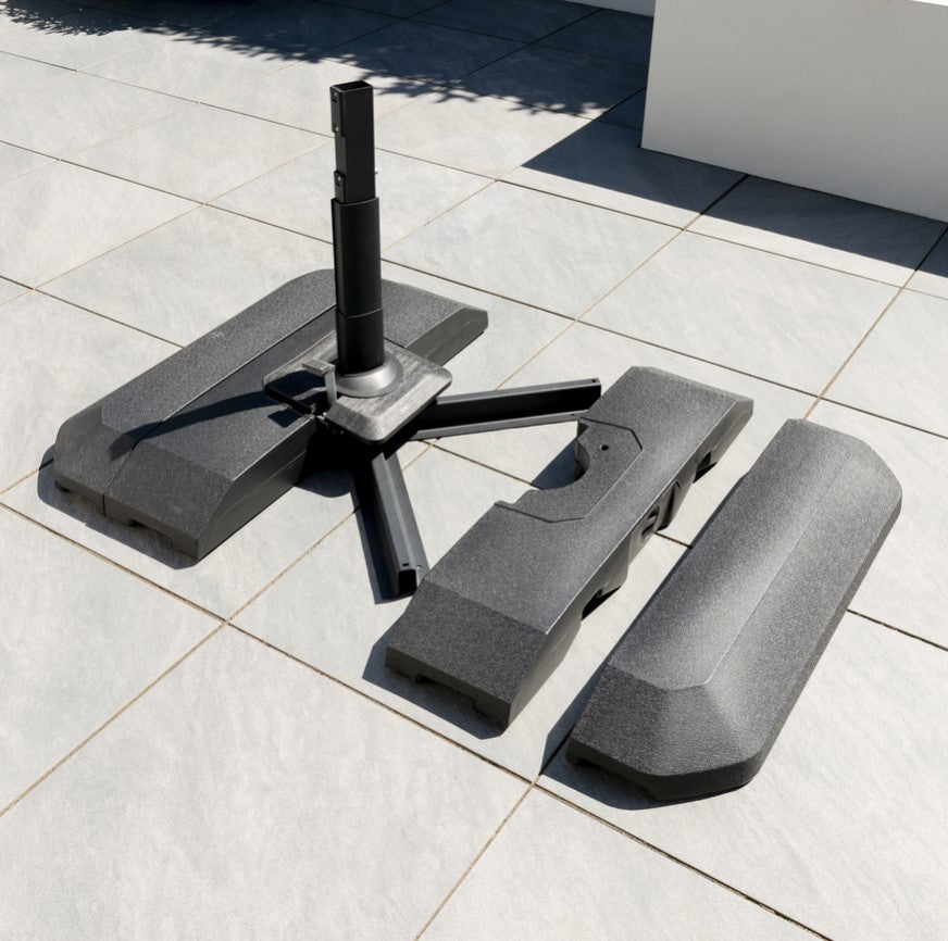 Luxury Cantilever Parasol. 3m Round. Solar Power warm white Led lights. Water Filled Base - Grey