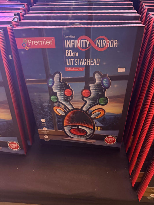 Infinity 60cm Lit Stag Head. Double Sided. Indoor use.