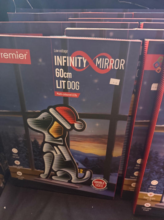 Infinity Mirror 60cm Lit Dog. Double Sided. Indoor use.