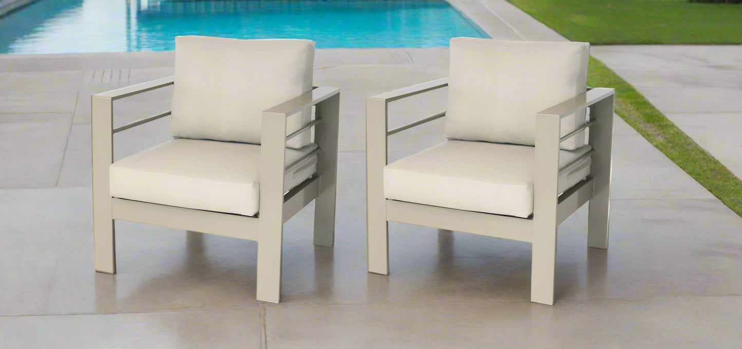 Oxford 4 Piece Aluminium Lounge Sofa Set. Champagne