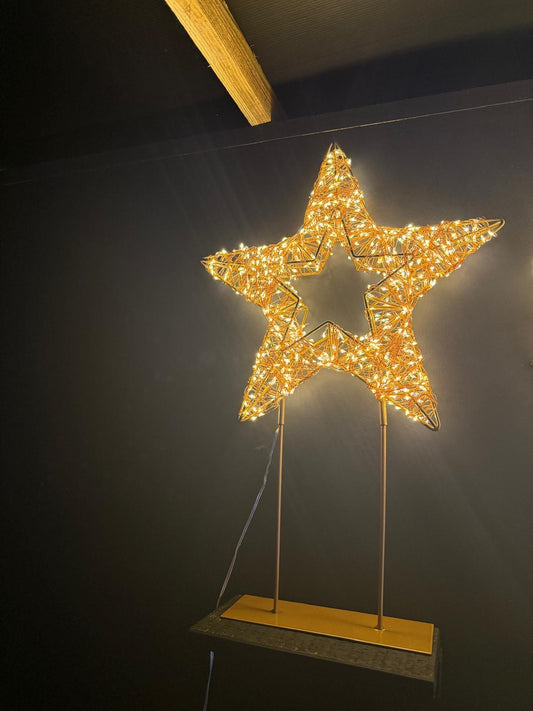 45cm Lit Star on Stand 720 LED's. Warm White. Timer function