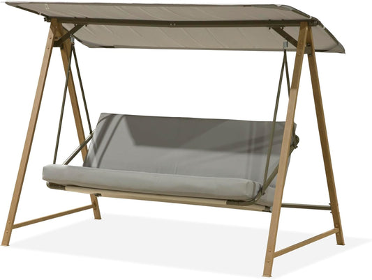 Bordeaux 3 Seat Swing Seat – Wood Look Metal