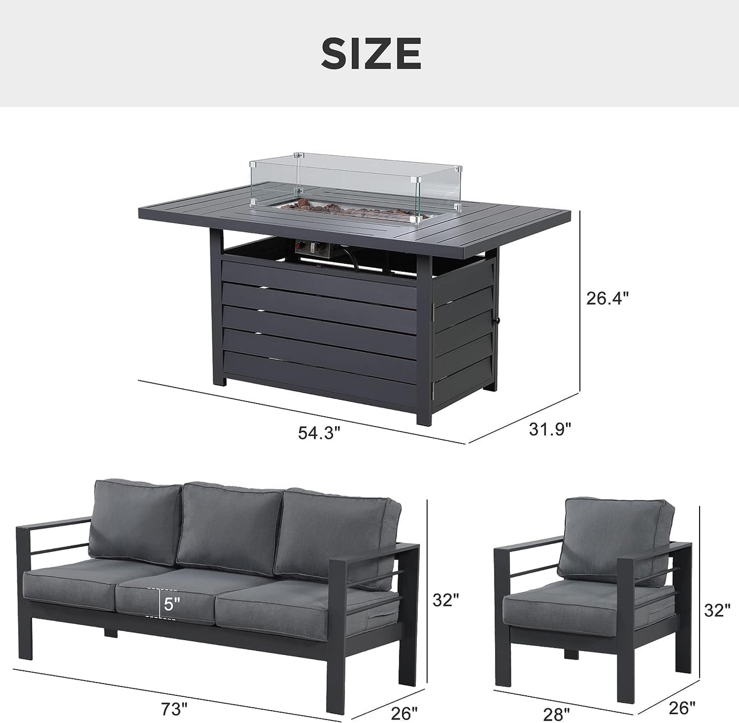 Oxford fire Pit Set Dark Grey.