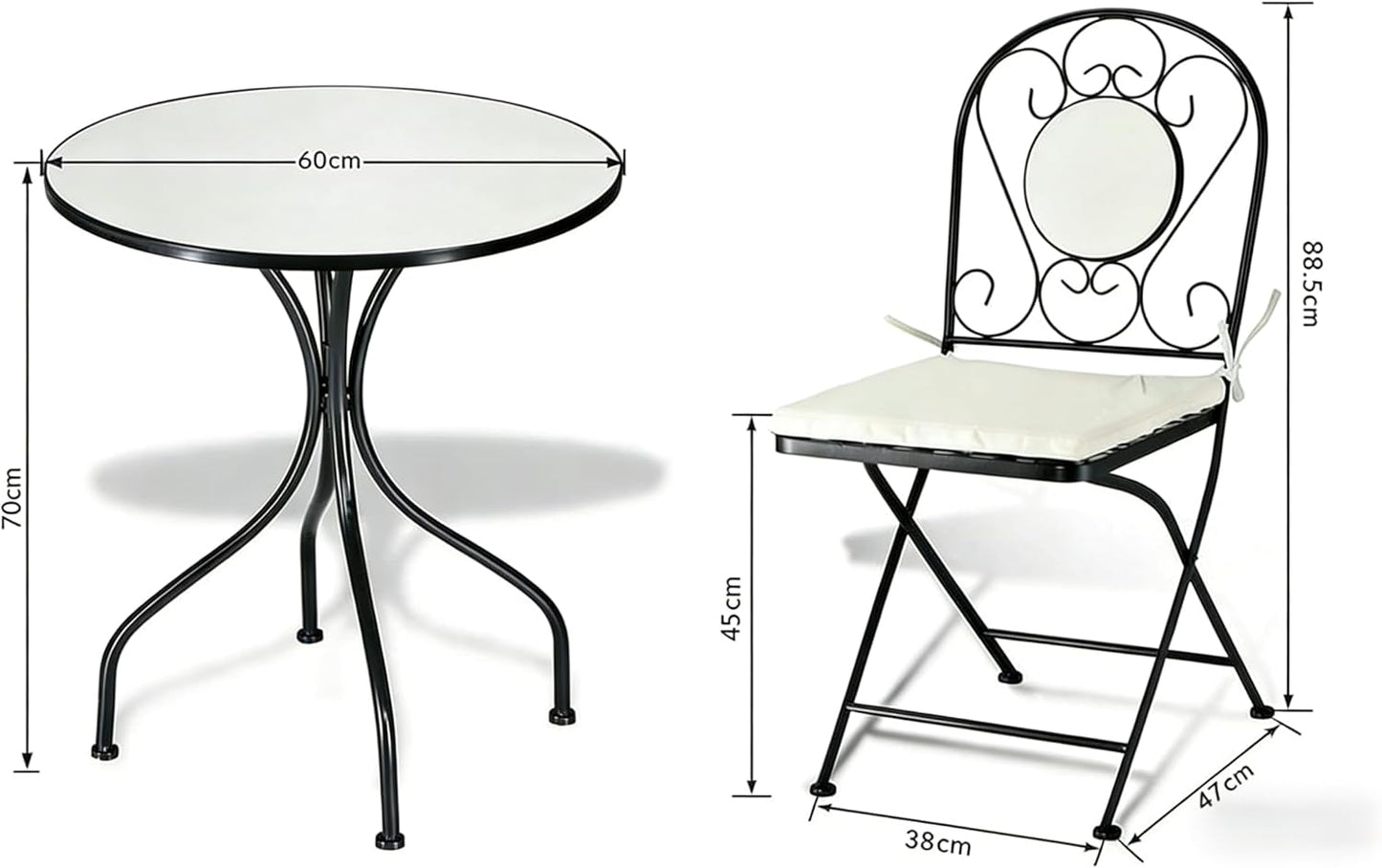 Peacock Print Mosaic Metal Bistro Set