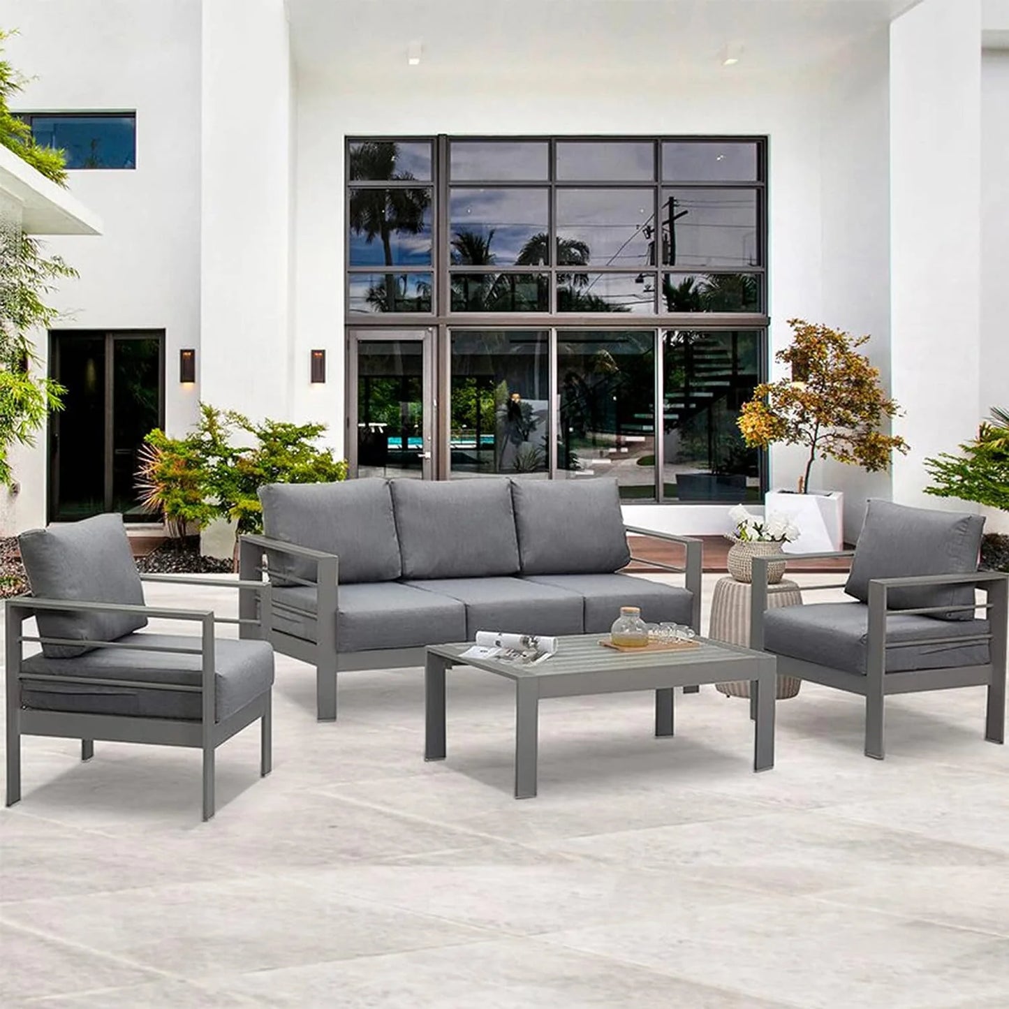 Wisteria Lane 4 Piece Aluminium Lounge Sofa Set. Ready Now.