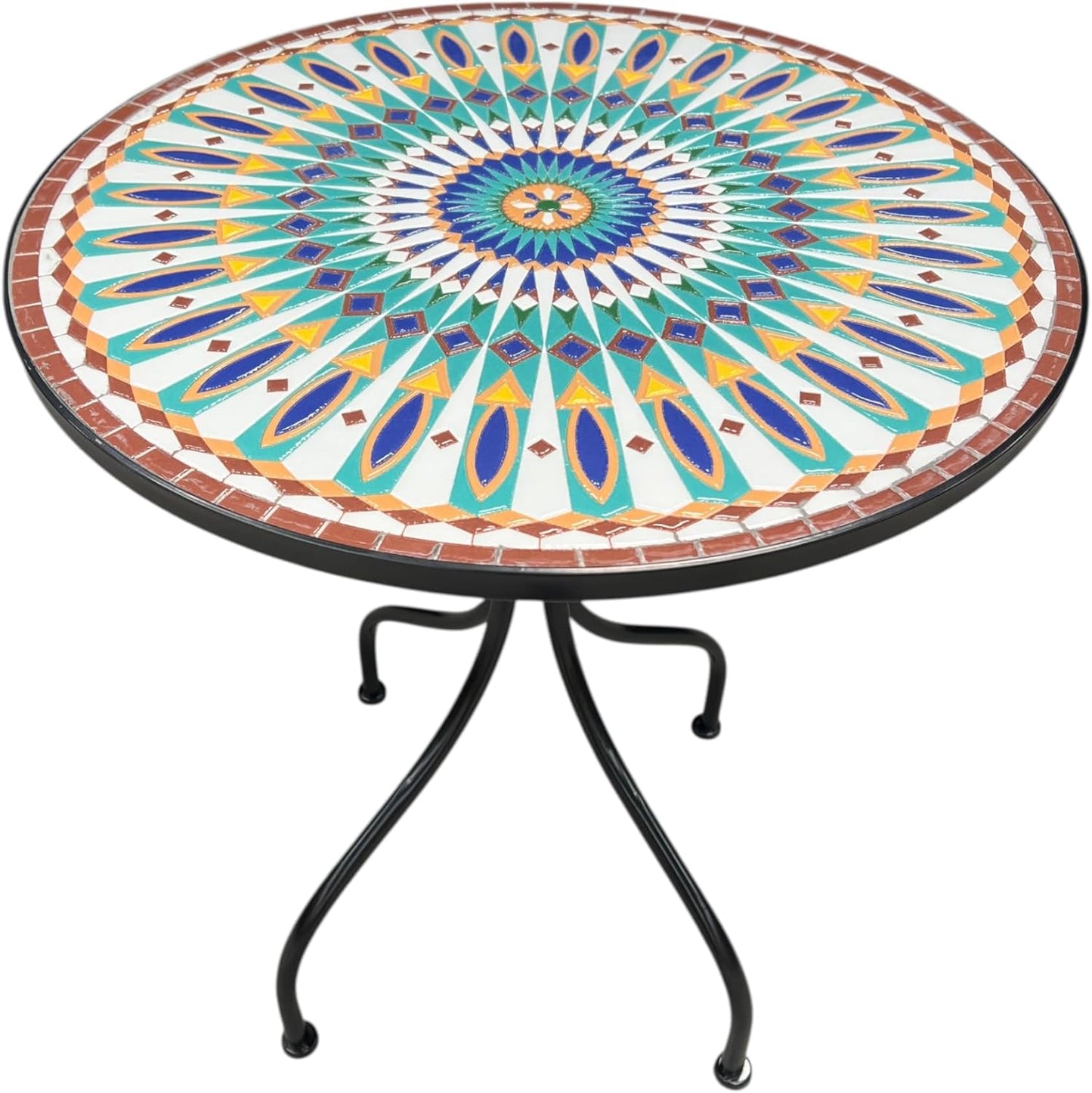 Peacock Print Mosaic Metal Bistro Set