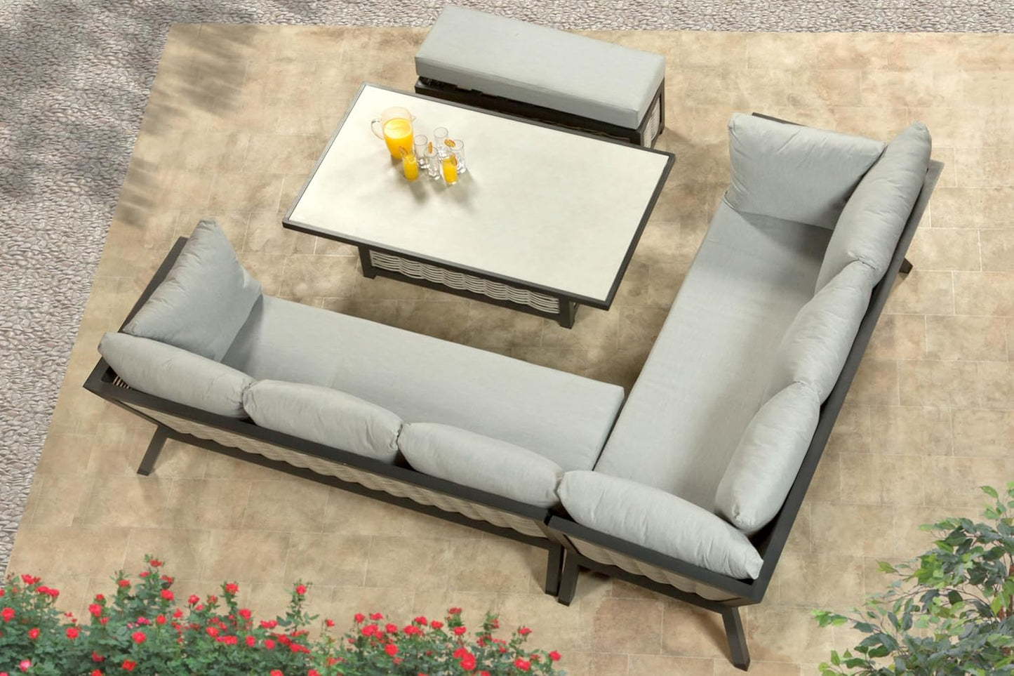 Sandringham Corner Set with height adjustable table.