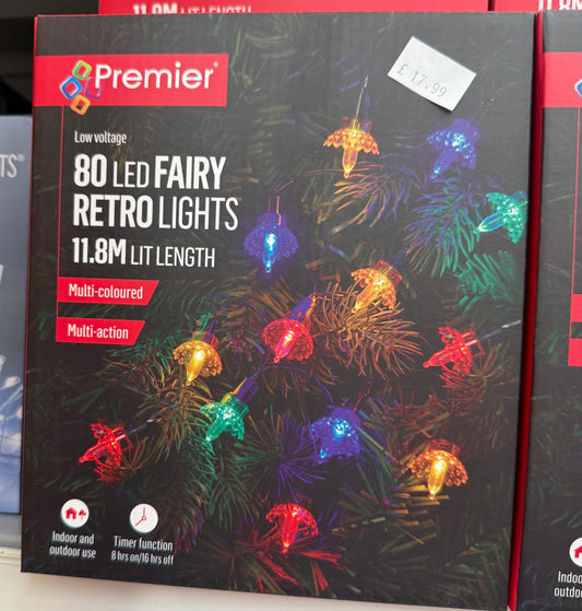 80 LED Fairy Retro Lights 11.8 M Multi coloured.