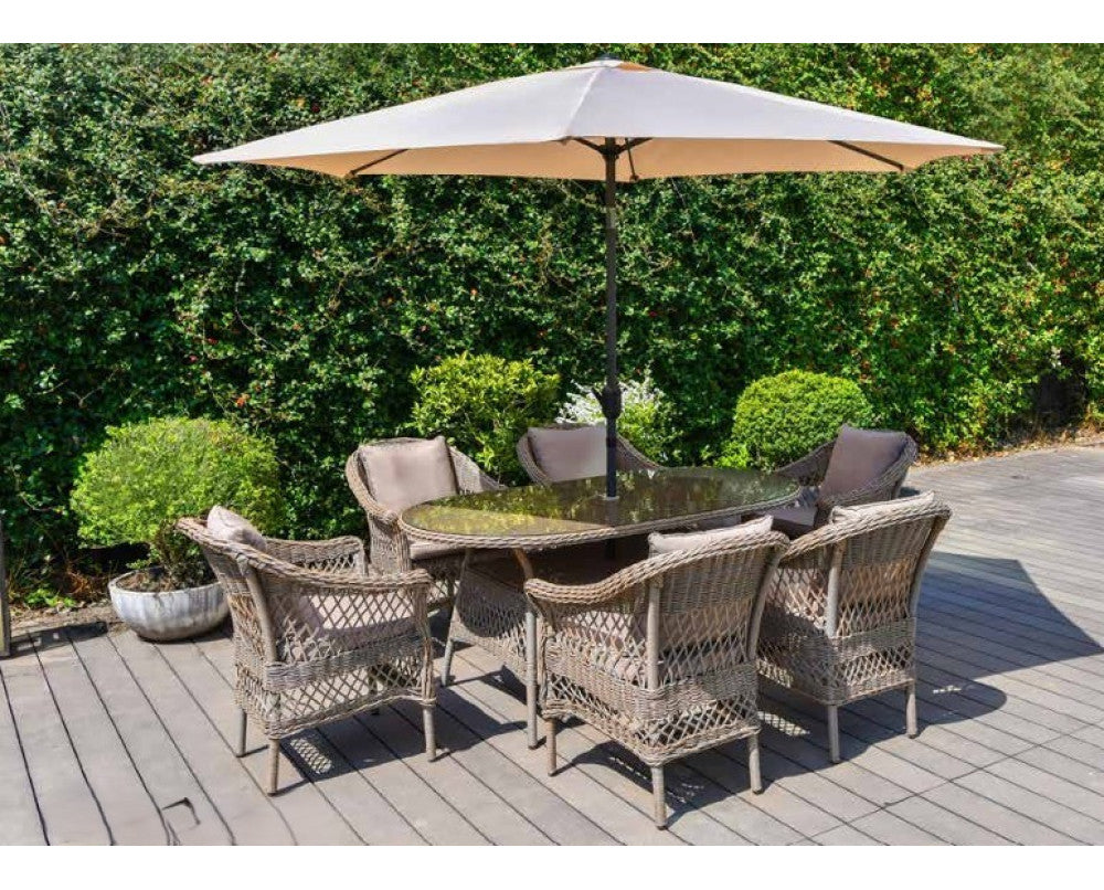 Serena 6 Seat Dining Set with Parasol.