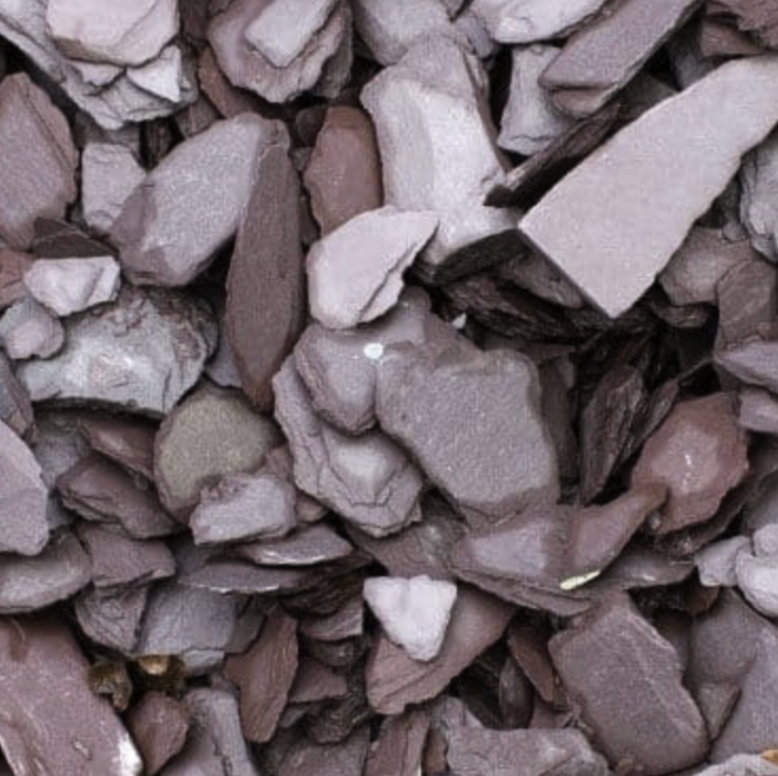 Bulk bag. 40mm Plum Slate Chippings. Approx 850KG (Local Delivery only).