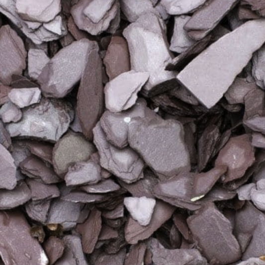 Bulk bag. 40mm Plum Slate Chippings. Approx 850KG