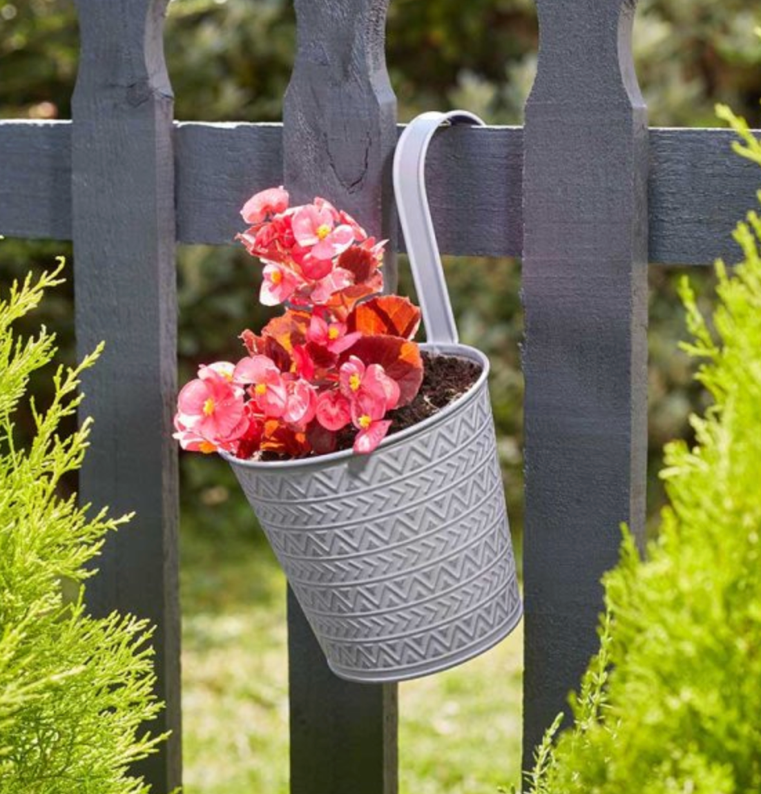 6in Fence & Balcony Hanging Pot - Aztec - Slate