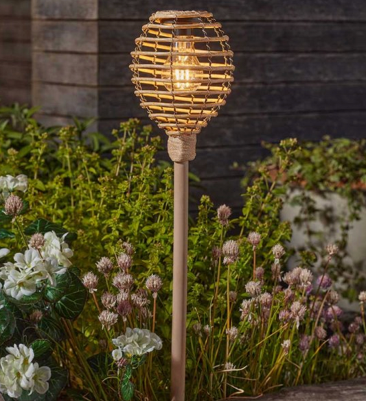 Lumina Faux Rattan Stake Light,&nbsp; Natural