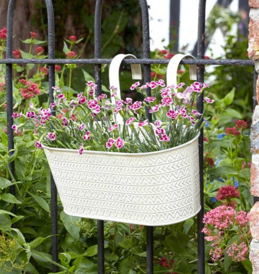 12in Fence & Balcony Hanging Planter - Aztec - Ivory