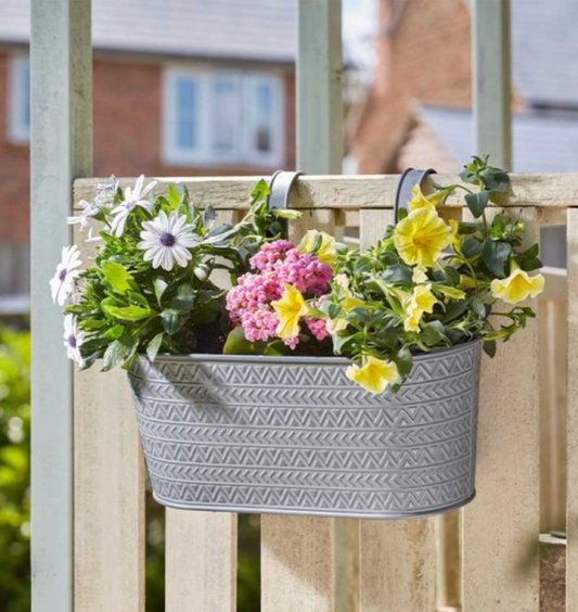 12in Fence & Balcony Hanging Planter - Aztec - Slate