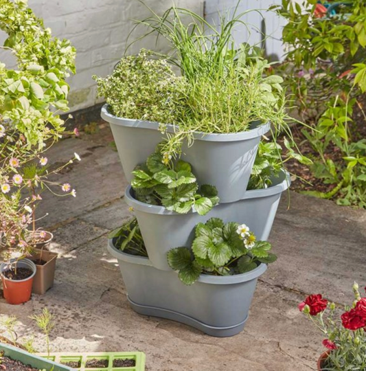 4 Stackable Planters - Slate