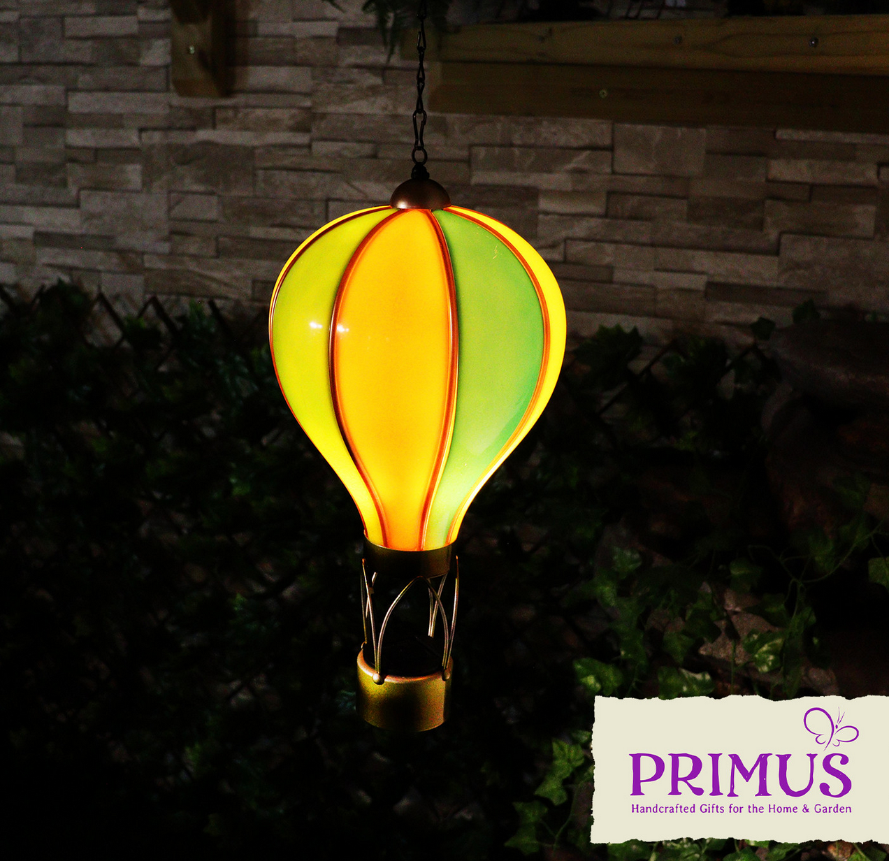 Large Yellow, Blue,Green and Red Hot Air Balloon Solar light