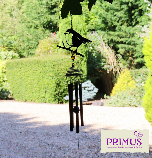 Silhouette Robin Wind Chime - Black