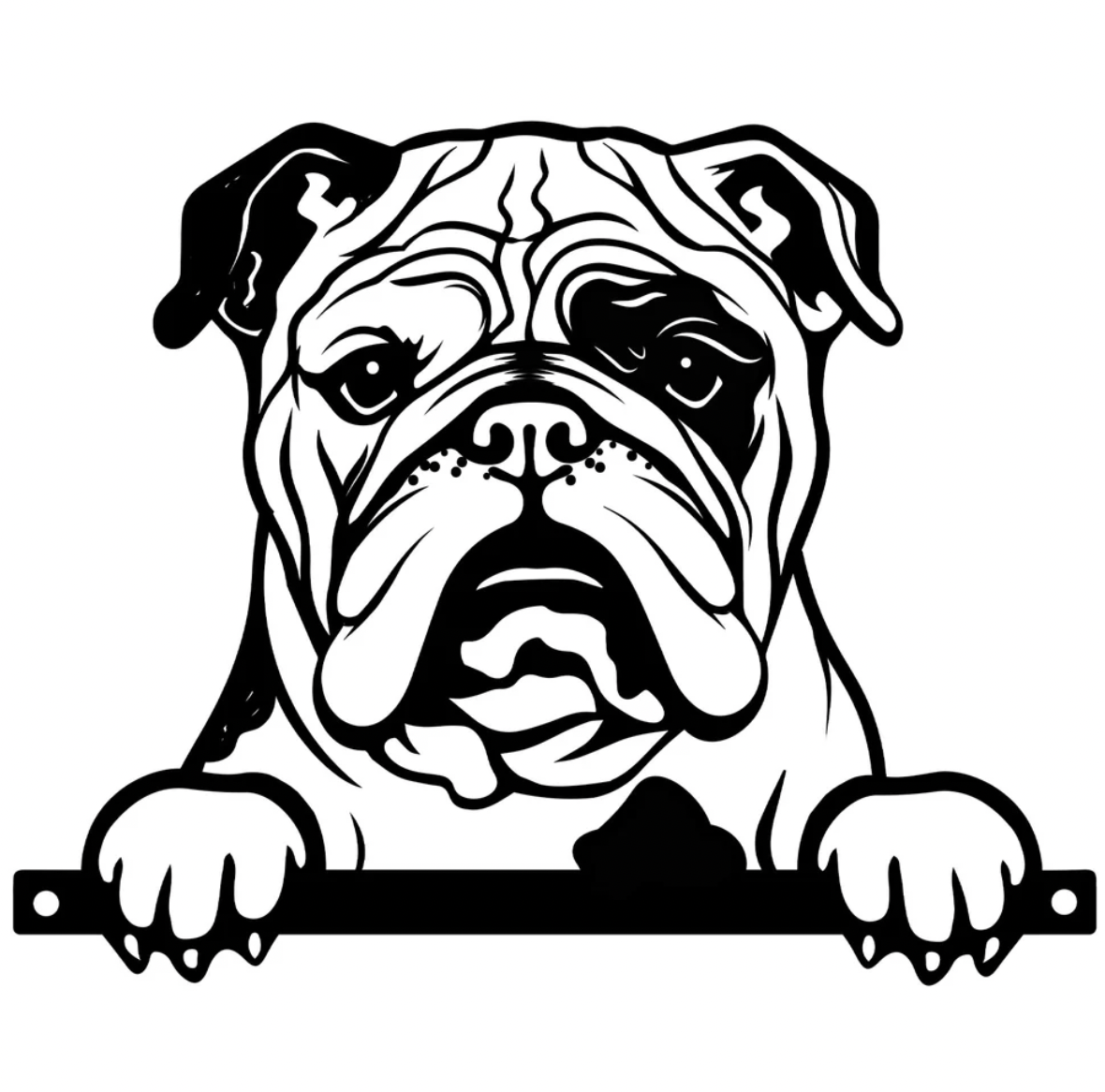 Metal Bulldog Peeking Silhouette