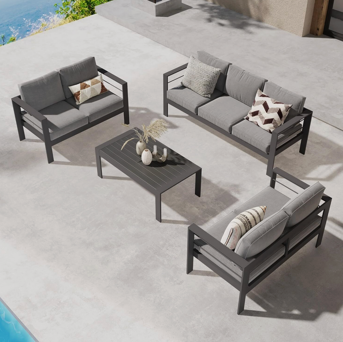Wisteria Lane 7 Seat Aluminium Lounge Sofa Set. Ready Now.