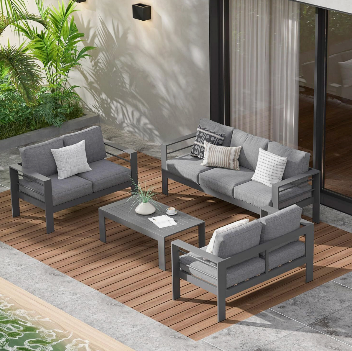 Wisteria Lane 7 Seat Aluminium Lounge Sofa Set. Ready Now.