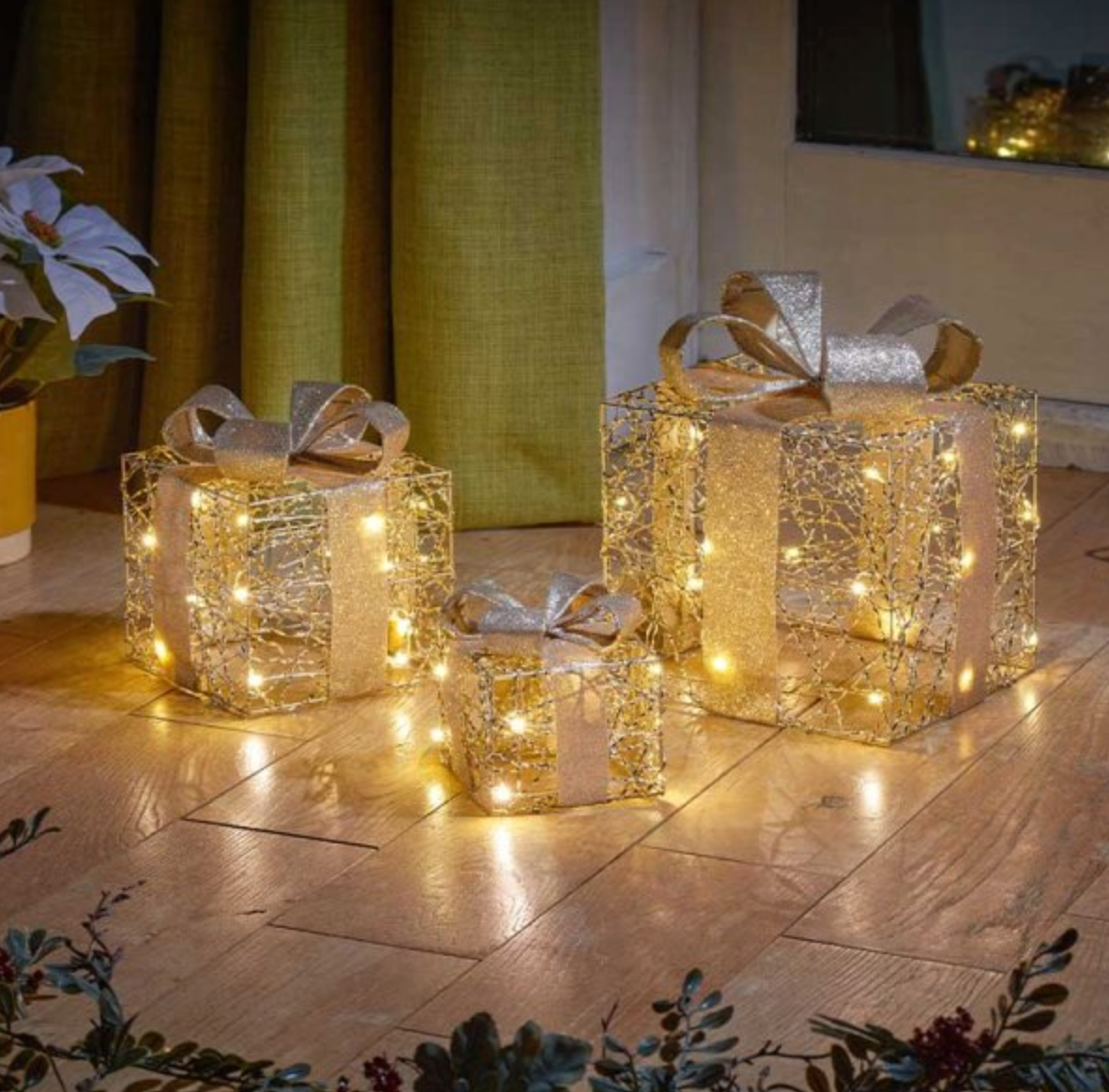 Gold Weave Faux Gift Boxes - Set of 3