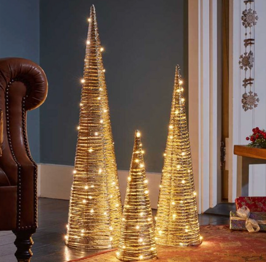 Champagne Braid TreeBelisks - Set of 3