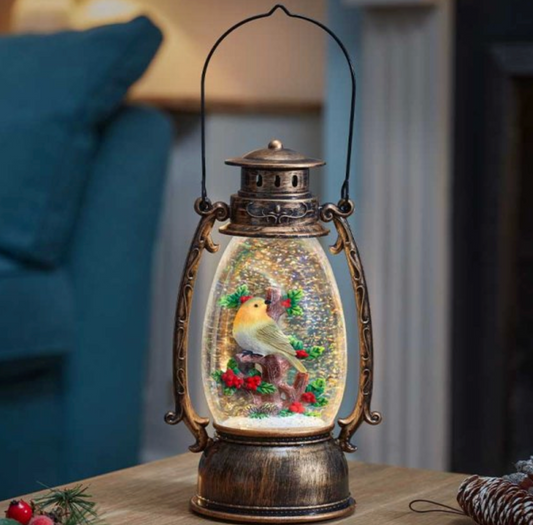 SnowSwirl Festive Robin Lantern