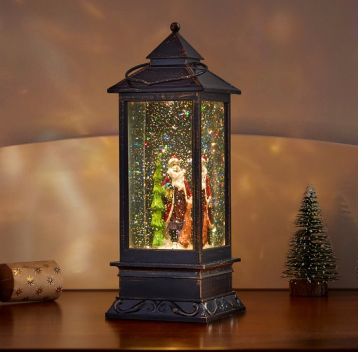 SnowSwirl Santa Lantern