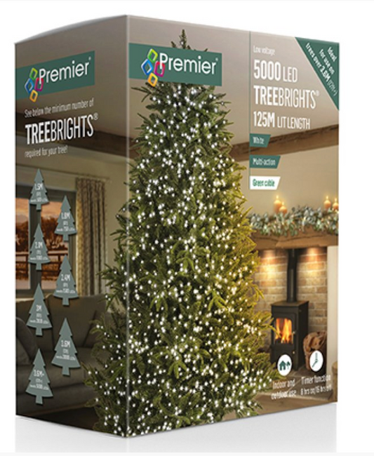 5000 Multi Action White LED TreeBrights with Timer. Indoor or Outdoor.