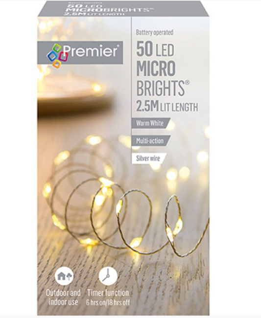 50 Battery Operated Multi Action Warm White MicroBrights