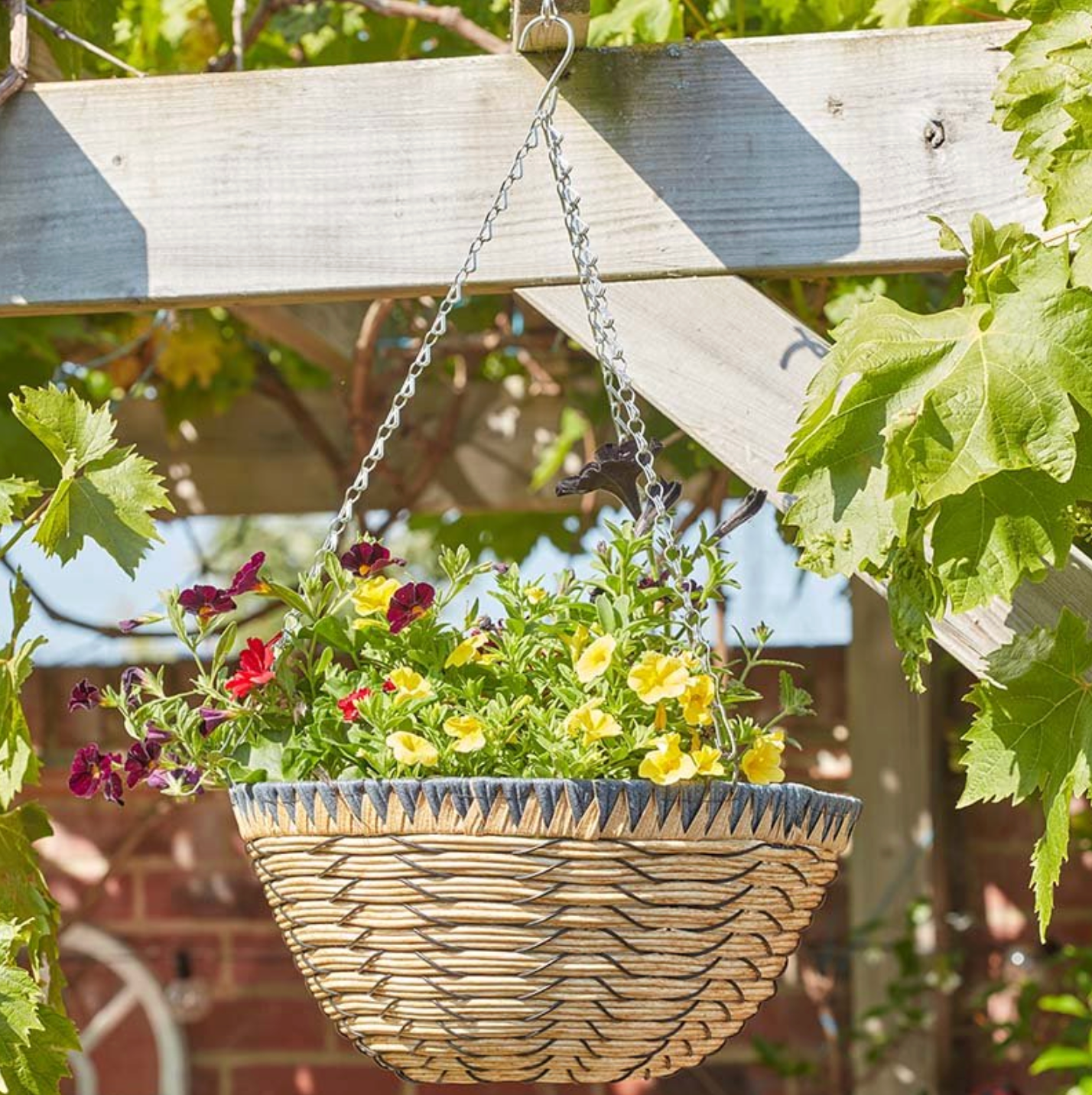 14in Savanna Faux Rattan Hanging Basket