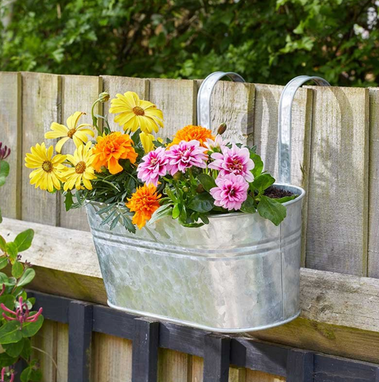 12in Fence & Balcony Hanging Planter - Galvanised. BUY ONE GET ONE FREE.