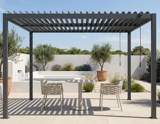 Pure Pergola 3x3m. Sides sold separately.