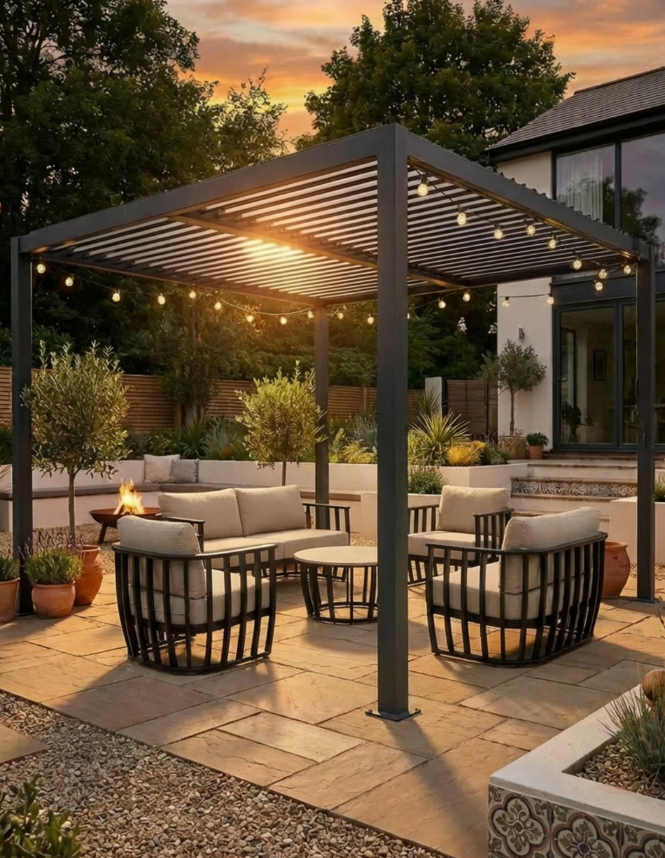Pure Pergola 4x3m. Sides sold Separately.