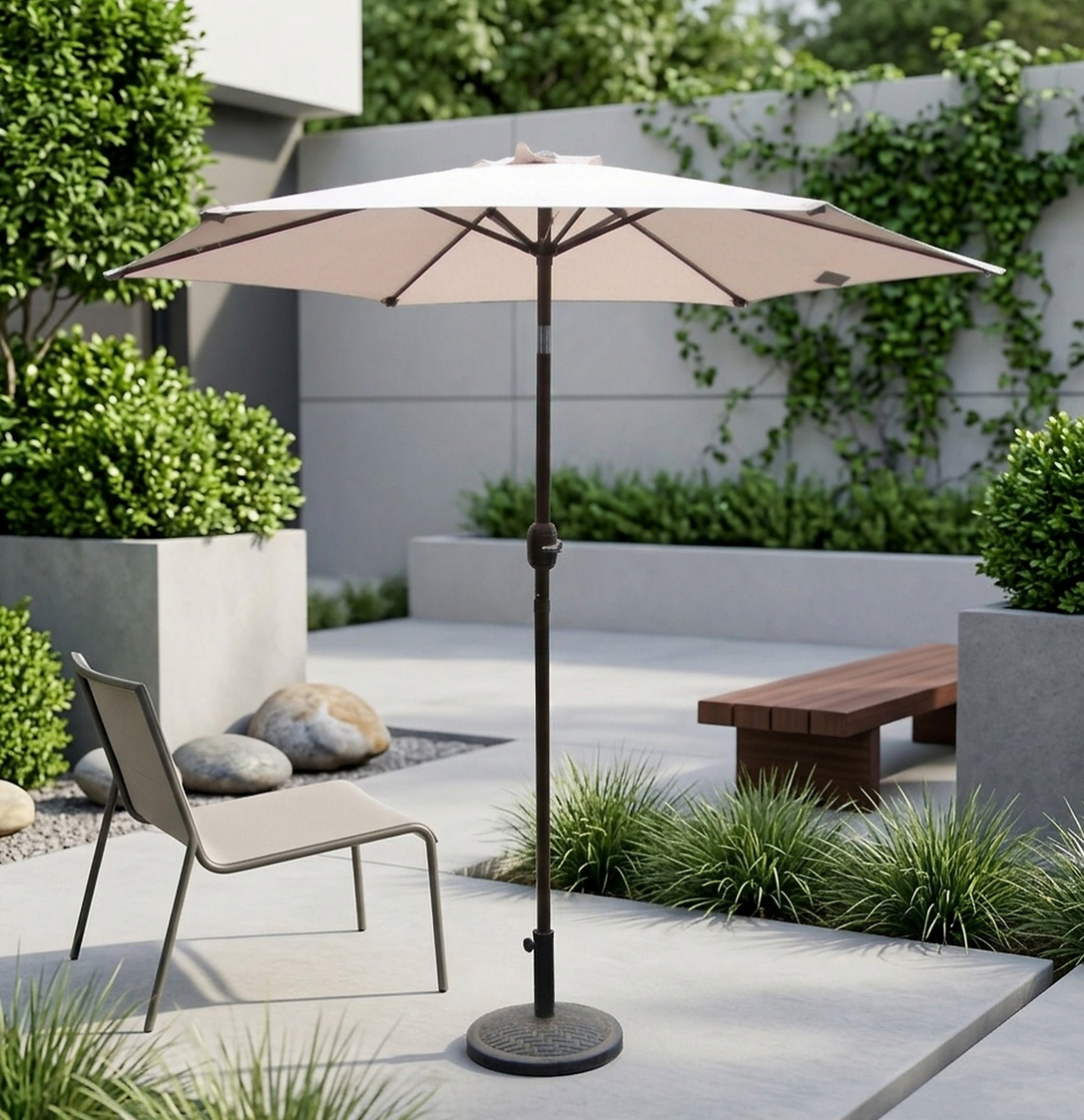 Pagoda 3M Crank and Tilt Parasol Beige. Resin base sold separately. – minshulls